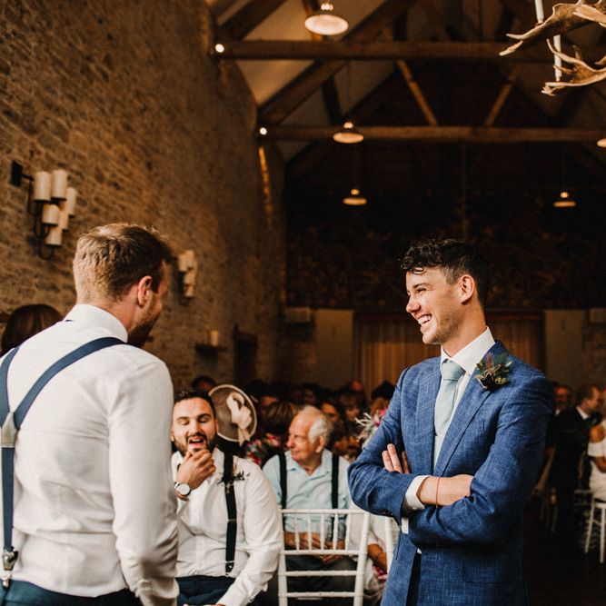 Groom In Cad And The Dandy Suit // Bride In The Row For Bohemian Wedding In The Cotswolds With PapaKata Tipi And Ceremony At Merriscourt With Images From Carla Blain Photography