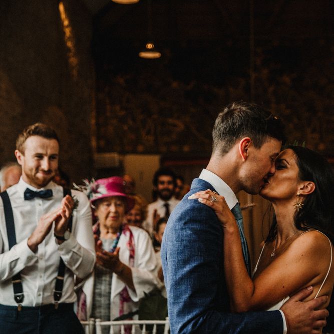 Bride In The Row For Bohemian Wedding In The Cotswolds With PapaKata Tipi And Ceremony At Merriscourt With Images From Carla Blain Photography
