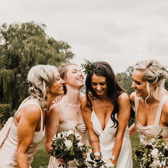Bride In The Row Bridesmaids In Ghost For Bohemian Wedding In The Cotswolds With PapaKata Tipi And Ceremony At Merriscourt With Images From Carla Blain Photography