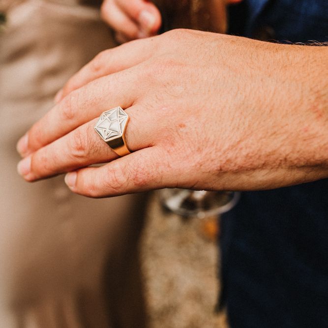 Zoe And Morgan Wedding Ring // Bride In The Row For Bohemian Wedding In The Cotswolds With PapaKata Tipi And Ceremony At Merriscourt With Images From Carla Blain Photography