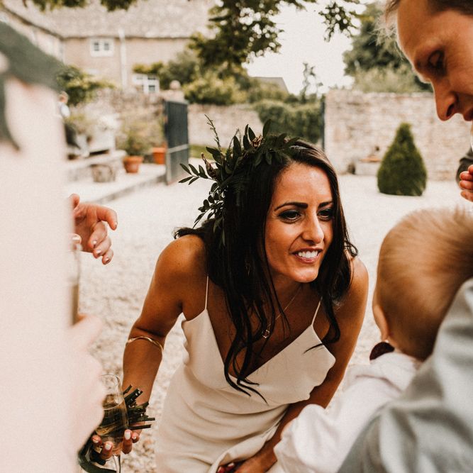 Bride In The Row For Bohemian Wedding In The Cotswolds With PapaKata Tipi And Ceremony At Merriscourt With Images From Carla Blain Photography
