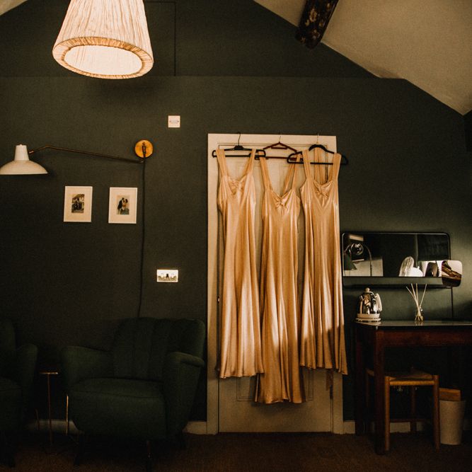 Ghost Bridesmaids Dresses // Bride In The Row For Bohemian Wedding In The Cotswolds With PapaKata Tipi And Ceremony At Merriscourt With Images From Carla Blain Photography