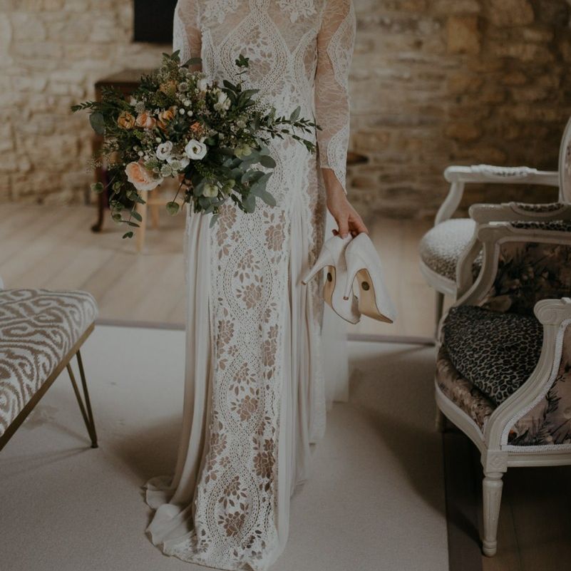 Bride in Inca Grace Loves Lace boho wedding dress
