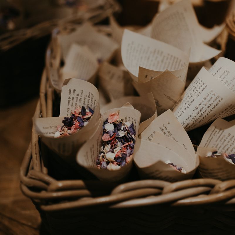 Book pages confetti cones