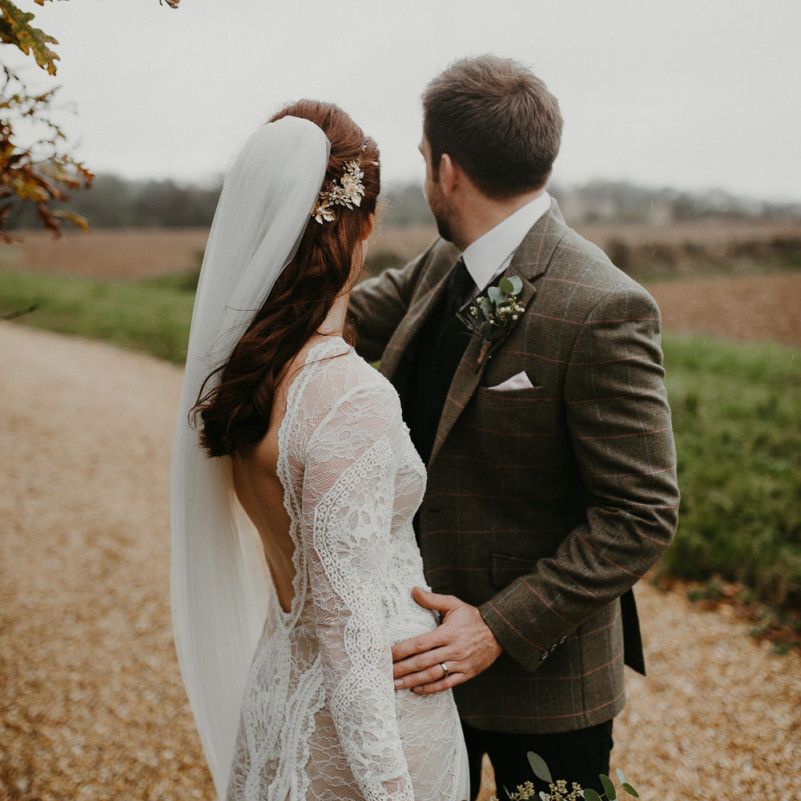 Intimate bride and groom portrait at Lapstone Barn