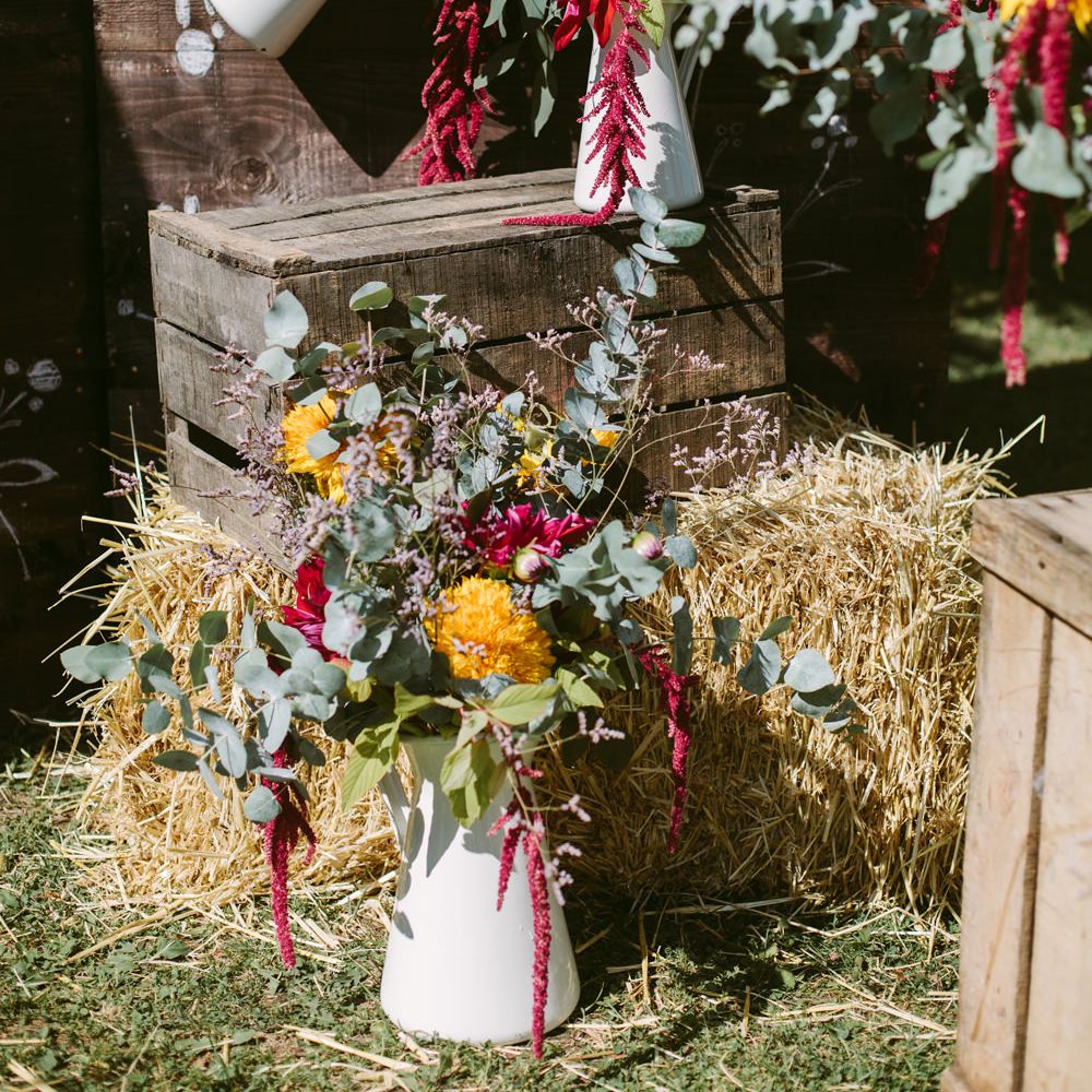 Wooden Crates, Pitcher Jugs &amp; Flowers Wedding Decor | Stylish Two Day Wedding at Château de Varennes, Burgundy, France with I Do BBQ After Party Planned by Bulle &amp; Tulle | Troistudios Photography | Studio80  Film