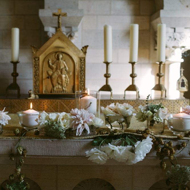 Altar Wedding Decor | Stylish Two Day Wedding at Château de Varennes, Burgundy, France with I Do BBQ After Party Planned by Bulle &amp; Tulle | Troistudios Photography | Studio80  Film