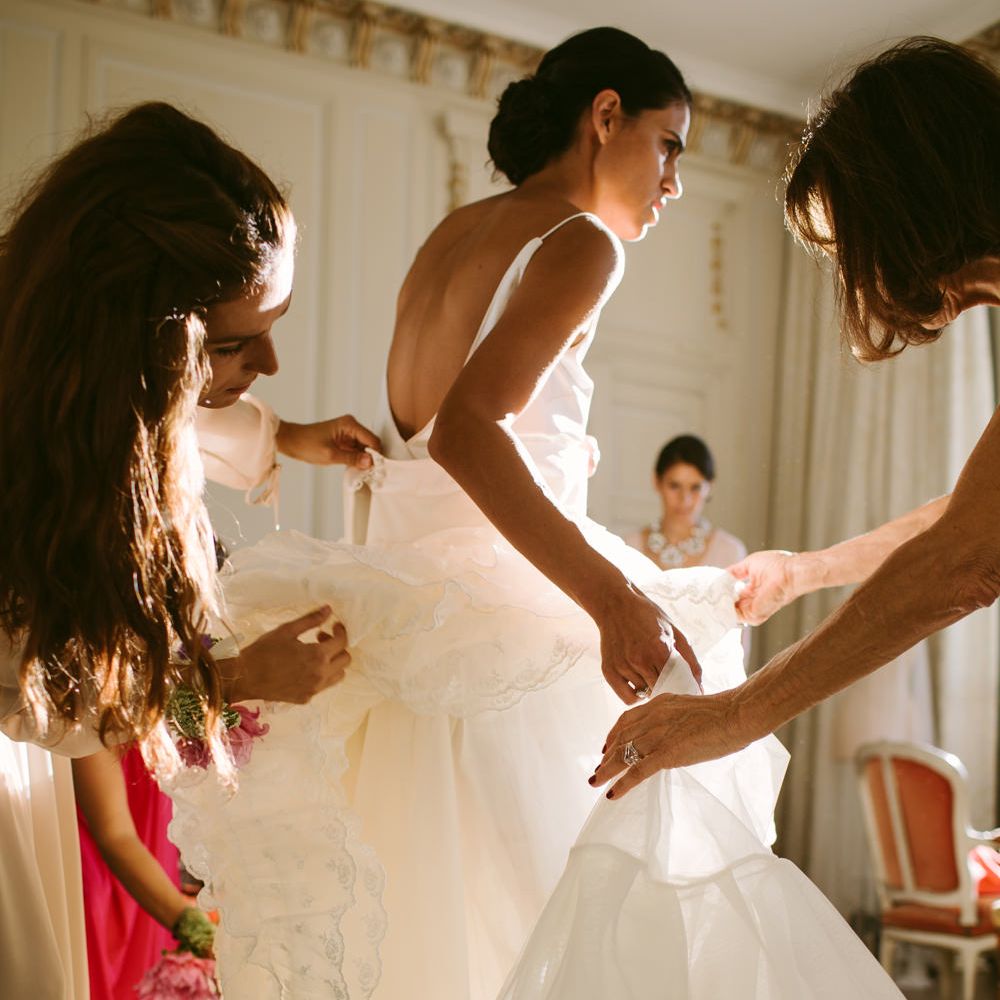 Bride in Delphine Manivet Bridal Separates | Stylish Two Day Wedding at Château de Varennes, Burgundy, France with I Do BBQ After Party Planned by Bulle &amp; Tulle | Troistudios Photography | Studio80  Film