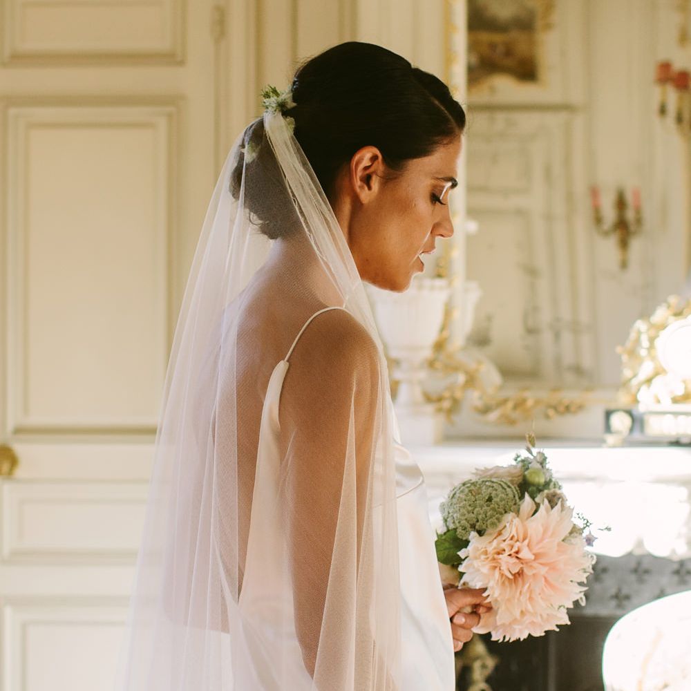 Bride in Delphine Manivet Bridal Separates | Stylish Two Day Wedding at Château de Varennes, Burgundy, France with I Do BBQ After Party Planned by Bulle &amp; Tulle | Troistudios Photography | Studio80  Film