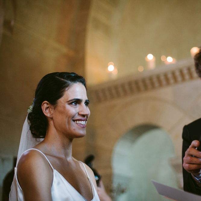 Church Ceremony | Bride in Delphine Manivet Bridal Separates | Groom in Ralph Lauren Suit | Stylish Two Day Wedding at Château de Varennes, Burgundy, France with I Do BBQ After Party Planned by Bulle &amp; Tulle | Troistudios Photography | Studio80  Film