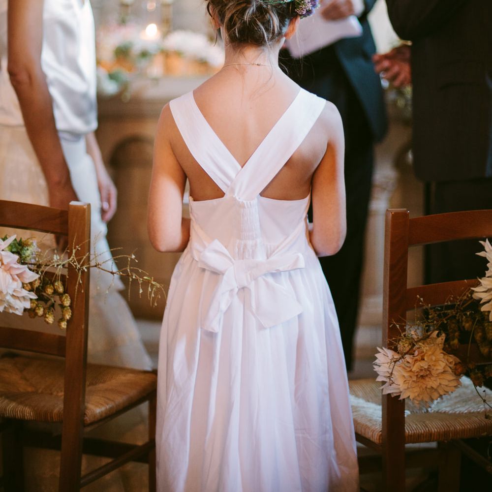 Church Ceremony | Flower Girl | Stylish Two Day Wedding at Château de Varennes, Burgundy, France with I Do BBQ After Party Planned by Bulle &amp; Tulle | Troistudios Photography | Studio80  Film