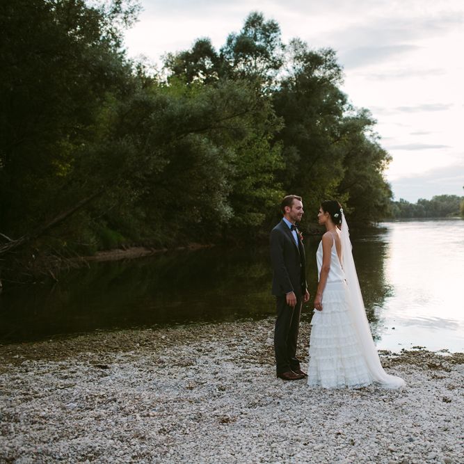 Bride in Delphine Manivet Bridal Separates | Groom in Ralph Lauren Suit | Stylish Two Day Wedding at Château de Varennes, Burgundy, France with I Do BBQ After Party Planned by Bulle &amp; Tulle | Troistudios Photography | Studio80  Film