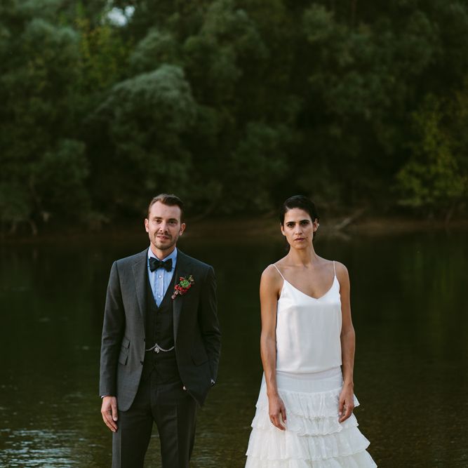 Bride in Delphine Manivet Bridal Separates | Groom in Ralph Lauren Suit | Stylish Two Day Wedding at Château de Varennes, Burgundy, France with I Do BBQ After Party Planned by Bulle &amp; Tulle | Troistudios Photography | Studio80  Film