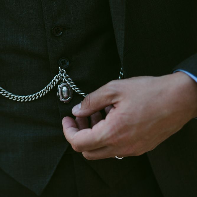 Pocket Watch Chain | Stylish Two Day Wedding at Château de Varennes, Burgundy, France with I Do BBQ After Party Planned by Bulle &amp; Tulle | Troistudios Photography | Studio80  Film