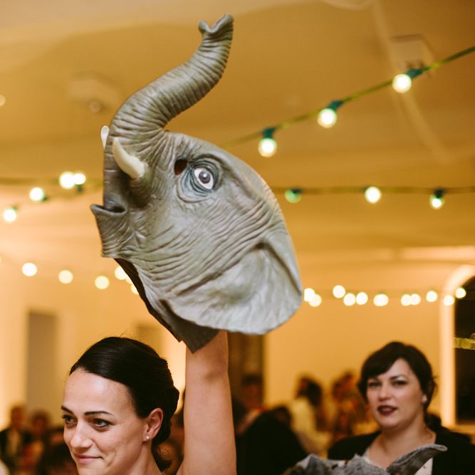 Elephant Wedding Mask | Stylish Two Day Wedding at Château de Varennes, Burgundy, France with I Do BBQ After Party Planned by Bulle &amp; Tulle | Troistudios Photography | Studio80  Film