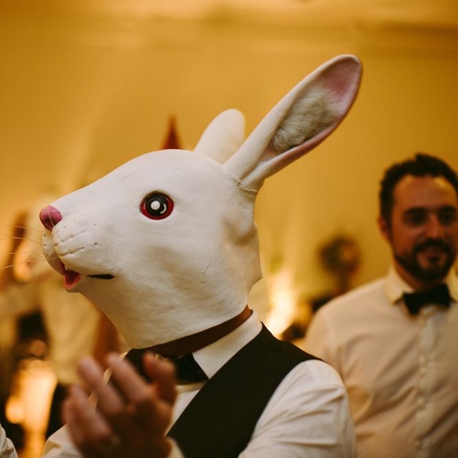 Rabbit Wedding Mask | Stylish Two Day Wedding at Château de Varennes, Burgundy, France with I Do BBQ After Party Planned by Bulle &amp; Tulle | Troistudios Photography | Studio80  Film