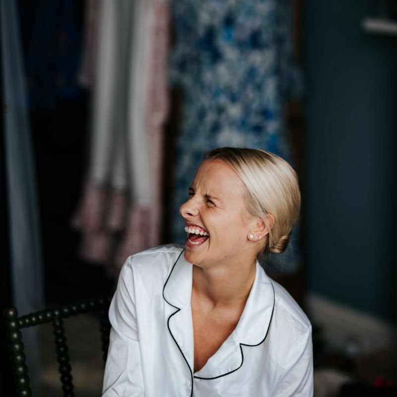 Bride laughs hysterically