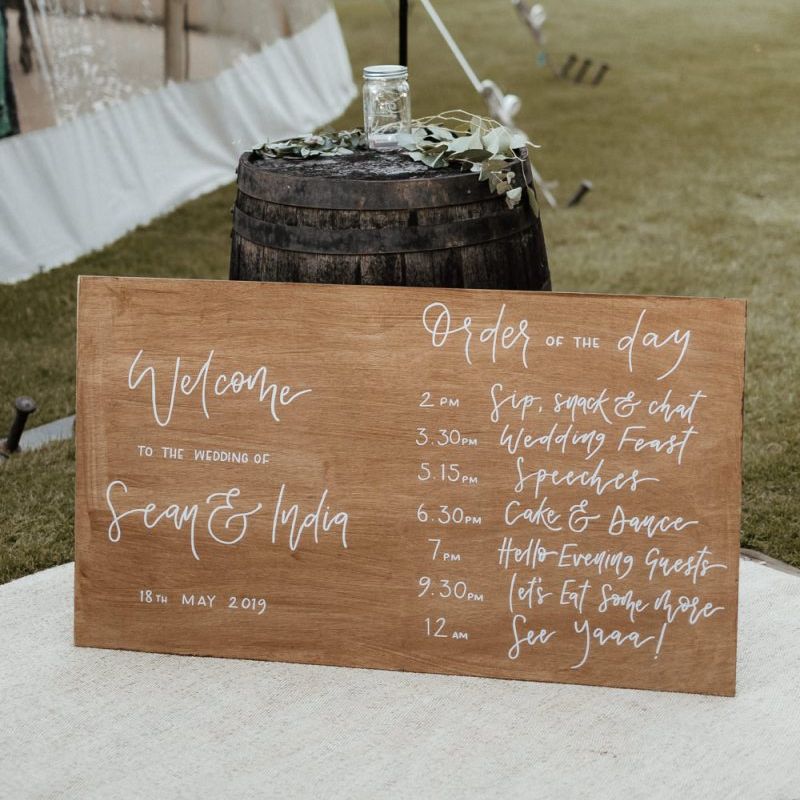 Wooden Wedding Sign Order Of The Day