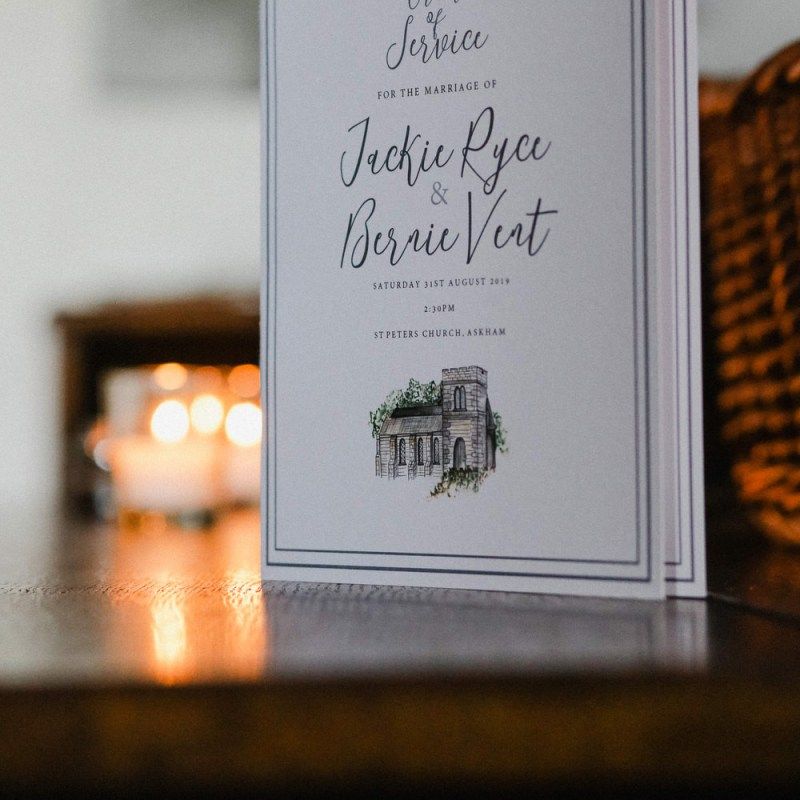Order of service on the day wedding stationery