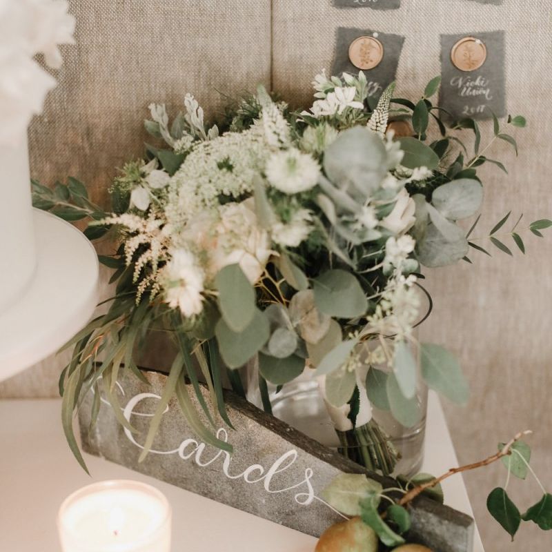 Wedding cards calligraphy sign at Askham Hall
