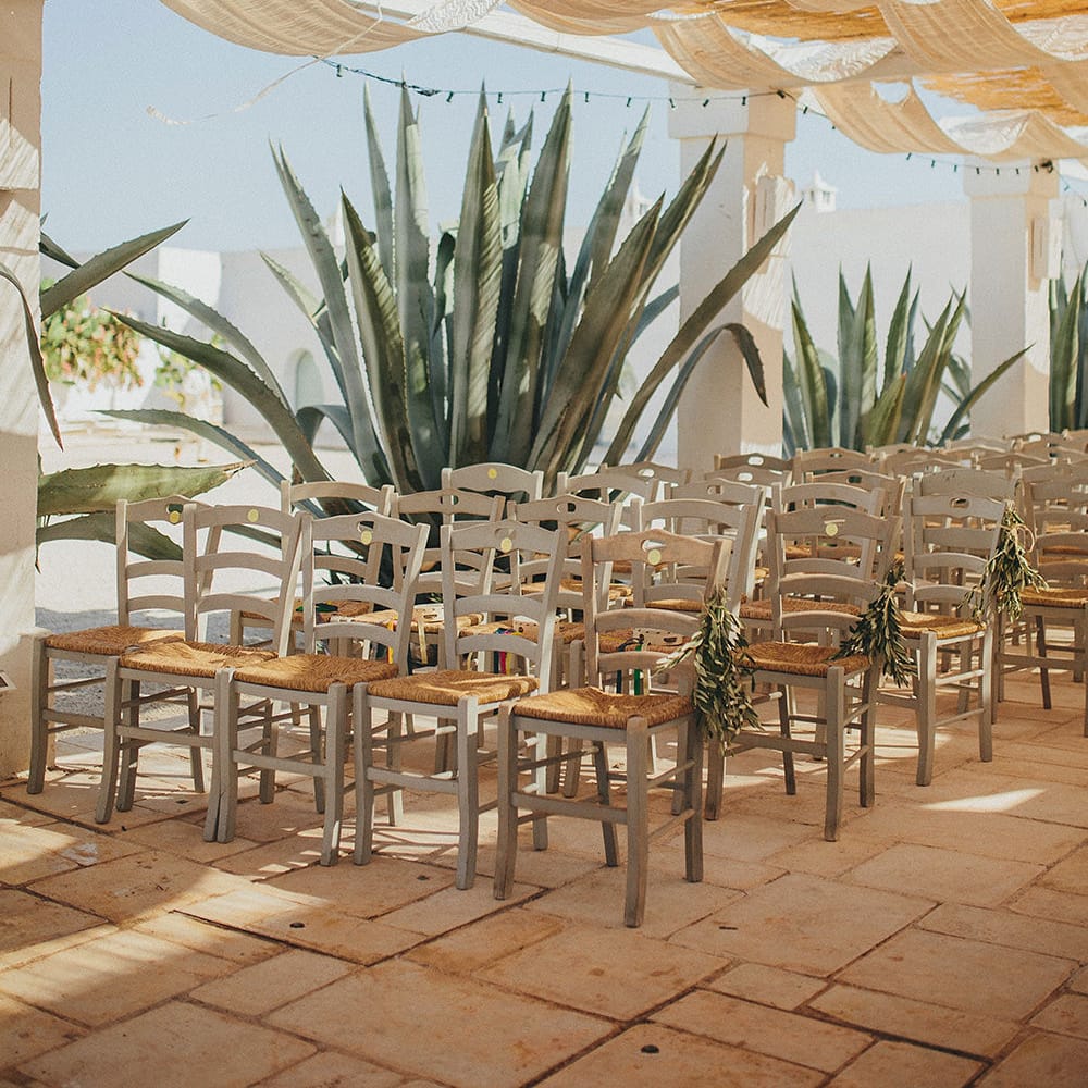 Outdoor Aisle &amp; Altar Style | Brightly Coloured Destination Wedding at Masseria Potenti Wedding Venue, Puglia, South Italy | Petar Jurica Photography | Marco Odorino Film