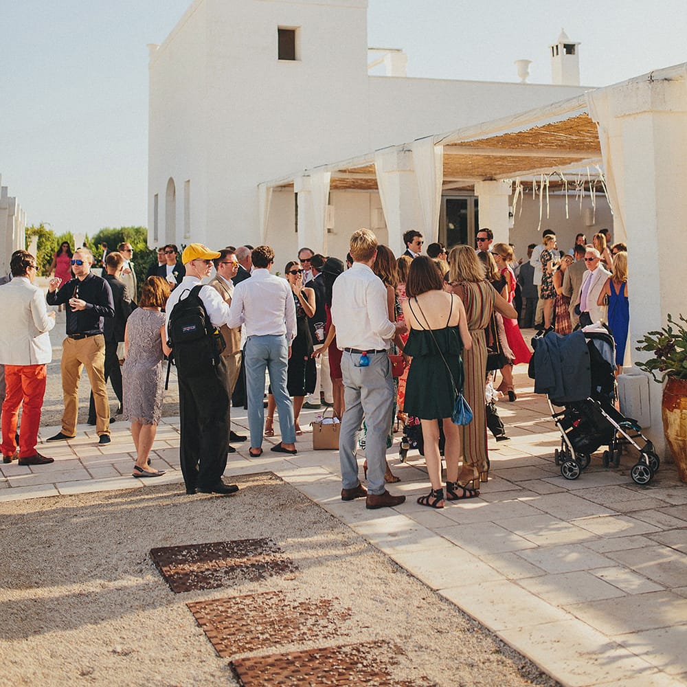Wedding Guests | Brightly Coloured Destination Wedding at Masseria Potenti Wedding Venue, Puglia, South Italy | Petar Jurica Photography | Marco Odorino Film