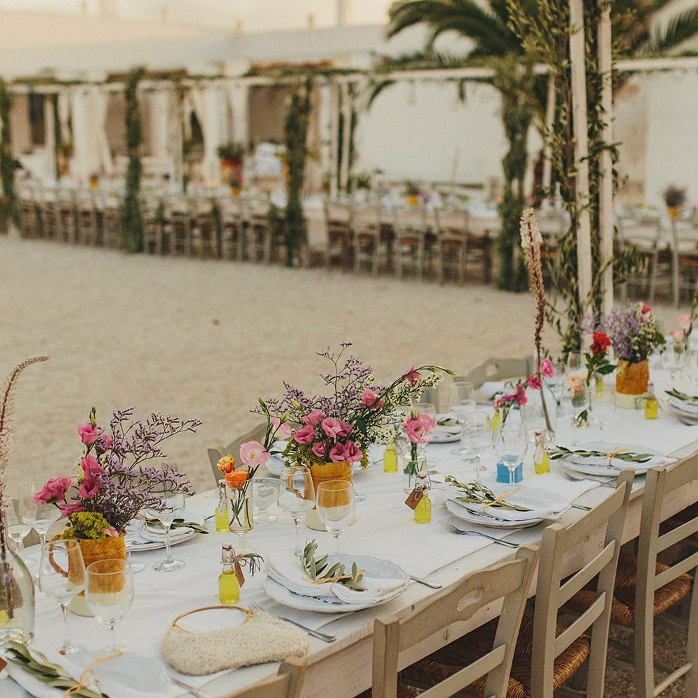 Outdoor Wedding Reception with Vines | Brightly Coloured Destination Wedding at Masseria Potenti Wedding Venue, Puglia, South Italy | Petar Jurica Photography | Marco Odorino Film
