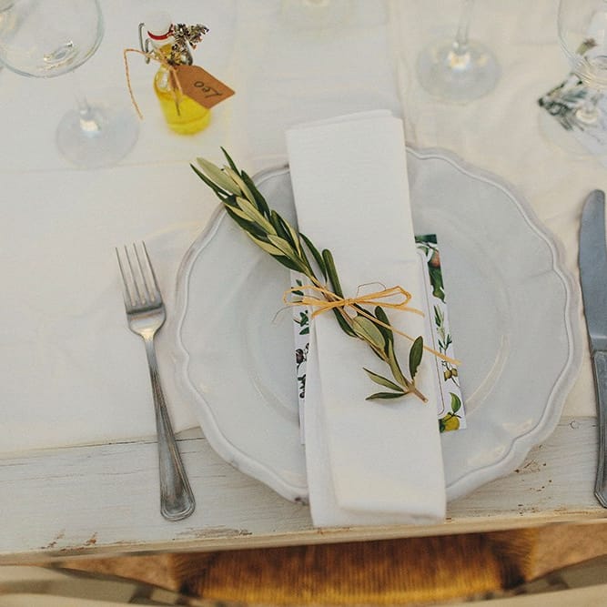 Elegant Place Setting | Brightly Coloured Destination Wedding at Masseria Potenti Wedding Venue, Puglia, South Italy | Petar Jurica Photography | Marco Odorino Film
