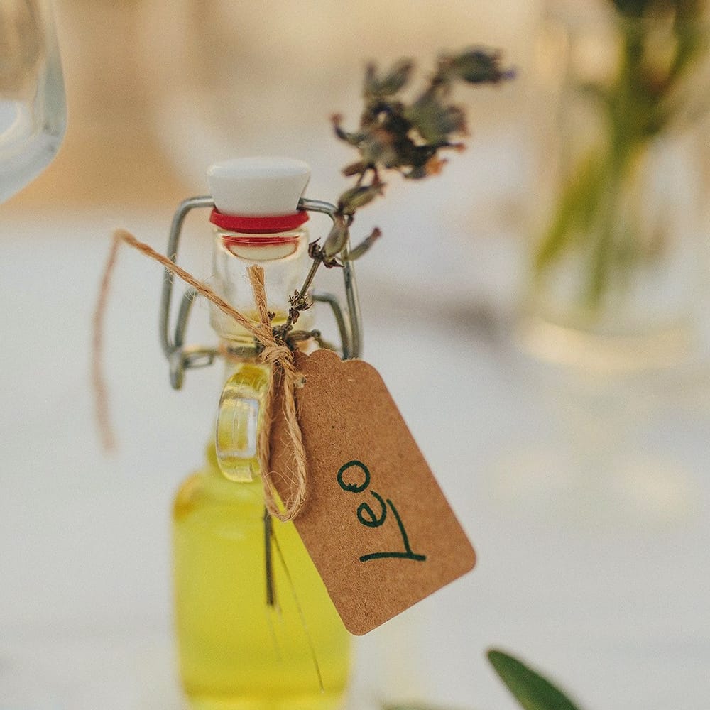 Homemade Limoncello  Wedding Favours | Brightly Coloured Destination Wedding at Masseria Potenti Wedding Venue, Puglia, South Italy | Petar Jurica Photography | Marco Odorino Film