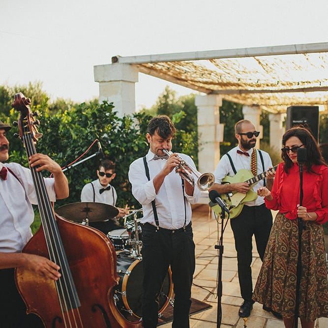 Jazz Wedding Band | Brightly Coloured Destination Wedding at Masseria Potenti Wedding Venue, Puglia, South Italy | Petar Jurica Photography | Marco Odorino Film
