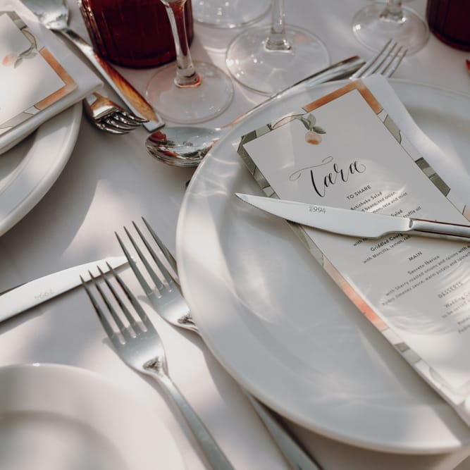 Place setting with menu card