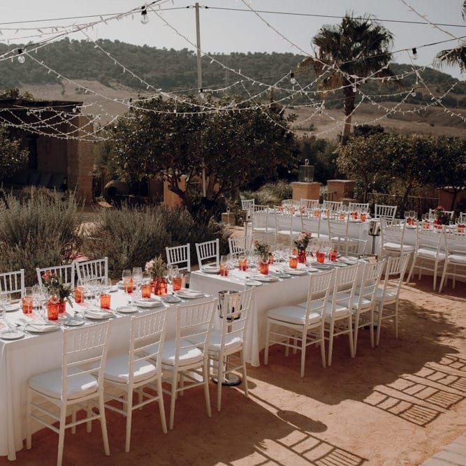 Outdoor reception at at Casa la Siesta Spanish wedding venue