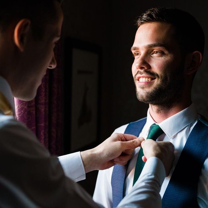 Groom Getting Ready on Wedding Morning