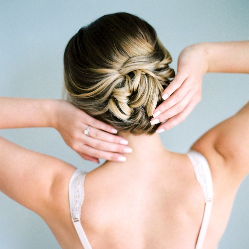 Twisted Bridal Up Do | Pastel Blue &amp; Green, Romantic, Destination Wedding at Corfu Luxury Villas, Planned by Rosmarin Weddings &amp; Events | Mikhail Balygin Fine Art Wedding Photographer