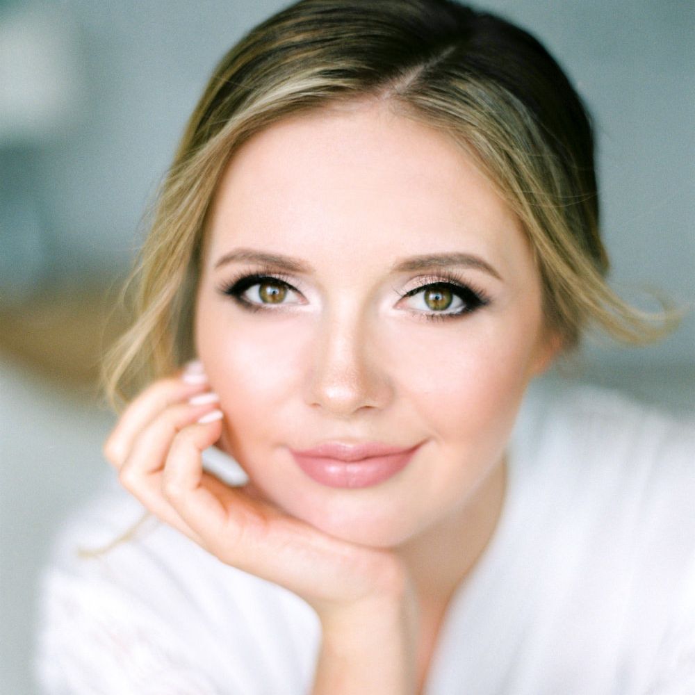 Elegant Bridal Makeup with Winged Eyeliner | Pastel Blue &amp; Green, Romantic, Destination Wedding at Corfu Luxury Villas, Planned by Rosmarin Weddings &amp; Events | Mikhail Balygin Fine Art Wedding Photographer