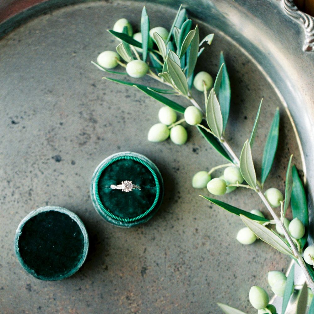 Diamond Engament Ring | Outdoor Wedding Ceremony Aisle &amp; Altar | Pastel Blue &amp; Green, Romantic, Destination Wedding at Corfu Luxury Villas, Planned by Rosmarin Weddings &amp; Events | Mikhail Balygin Fine Art Wedding Photographer