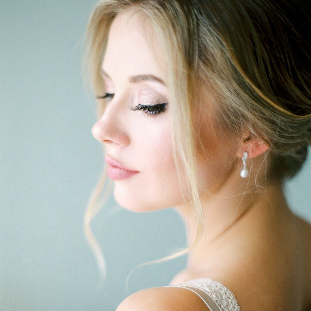 Elegant Bridal Makeup with Winged Eyeliner | Pastel Blue &amp; Green, Romantic, Destination Wedding at Corfu Luxury Villas, Planned by Rosmarin Weddings &amp; Events | Mikhail Balygin Fine Art Wedding Photographer