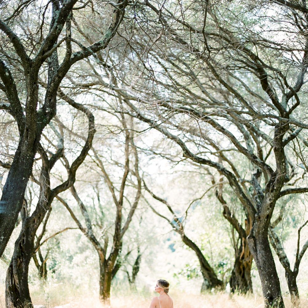 Bride in Coloured Hayley Paige Wedding Dress | Pastel Blue &amp; Green, Romantic, Destination Wedding at Corfu Luxury Villas, Planned by Rosmarin Weddings &amp; Events | Mikhail Balygin Fine Art Wedding Photographer