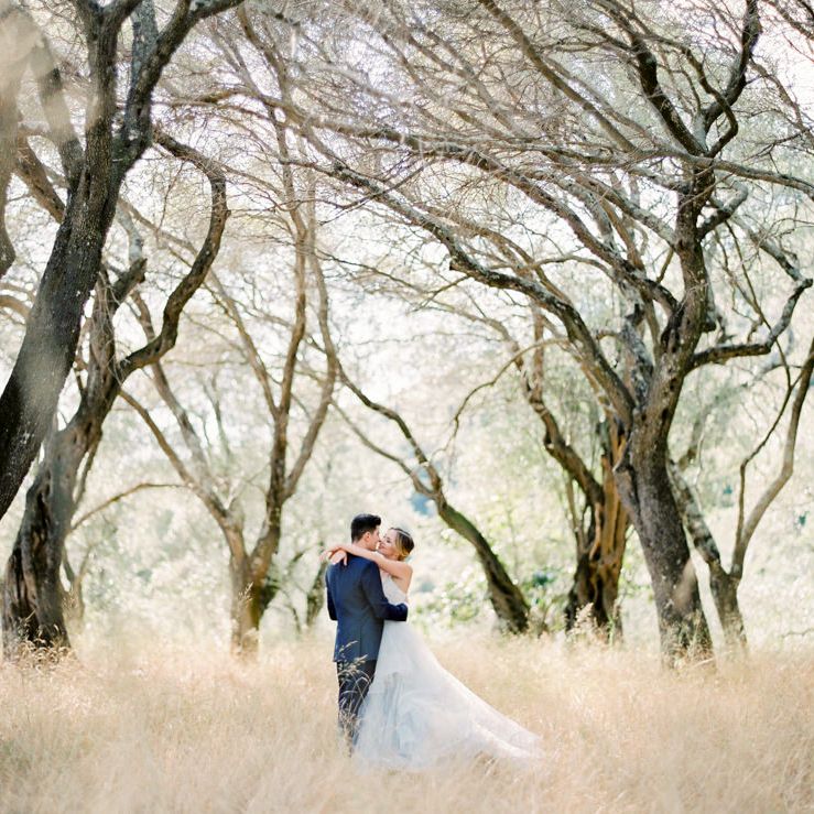 Bride in Coloured Hayley Paige Wedding Dress | Groom in Black Tie Suit | Pastel Blue &amp; Green, Romantic, Destination Wedding at Corfu Luxury Villas, Planned by Rosmarin Weddings &amp; Events | Mikhail Balygin Fine Art Wedding Photographer