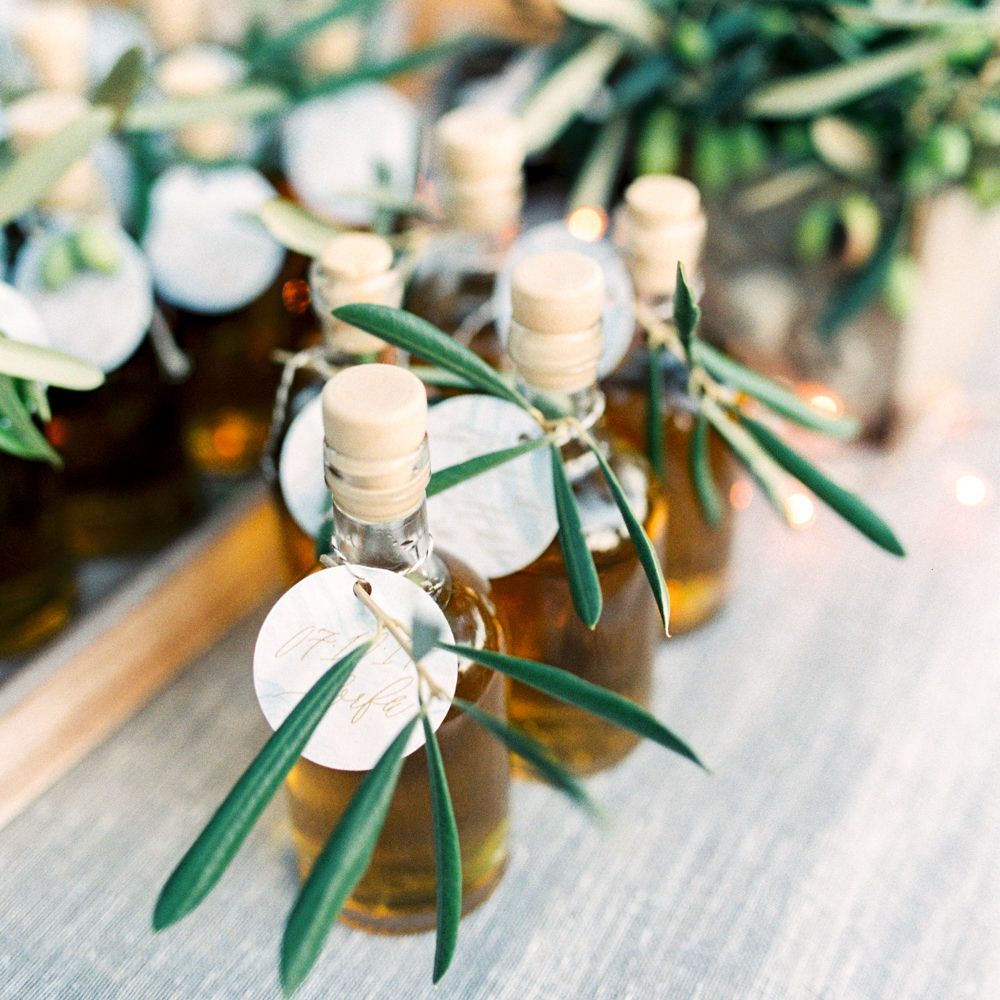 Olive Oil Wedding Favours | Pastel Blue &amp; Green, Romantic, Destination Wedding at Corfu Luxury Villas, Planned by Rosmarin Weddings &amp; Events | Mikhail Balygin Fine Art Wedding Photographer