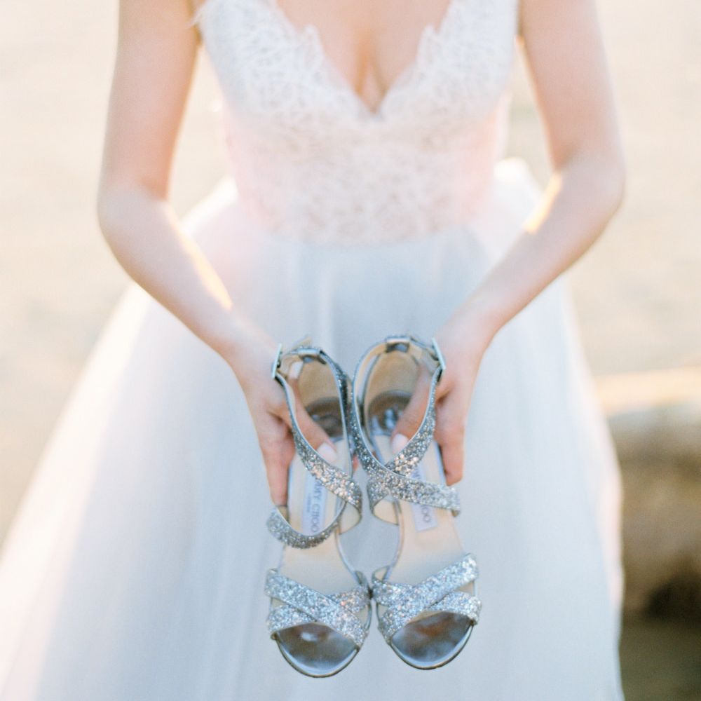 Jimmy Choo Silver Shoes | Hayley Paige Coloured Wedding Dress | Pastel Blue &amp; Green, Romantic, Destination Wedding at Corfu Luxury Villas, Planned by Rosmarin Weddings &amp; Events | Mikhail Balygin Fine Art Wedding Photographer