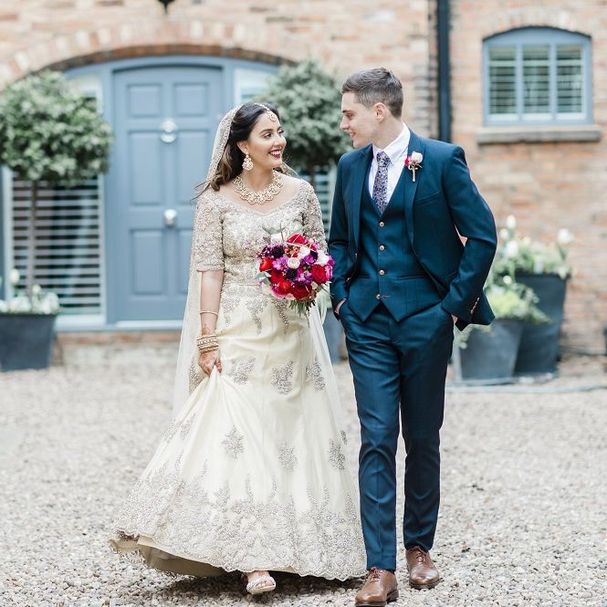 Bride and groom at multicultural wedding