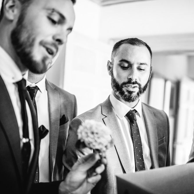 Wedding Morning Preparations | Groom in Ted Baker Suit | Groomsmen in River Island Suits | Colourful Pennard House Wedding With Bride Wearing Alexander Wang Dress | Allison Dewey Photography
