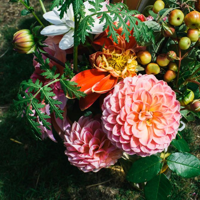 Bright Florals | Colourful Pennard House Wedding With Bride Wearing Alexander Wang Dress | Allison Dewey Photography