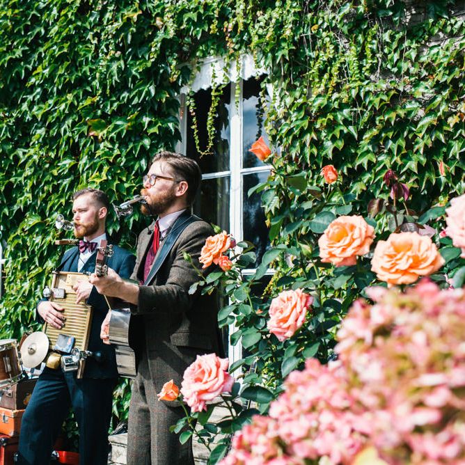 Wedding Reception | The Washboard Resonators Band | Colourful Pennard House Wedding With Bride Wearing Racerback Dress | Allison Dewey Photography