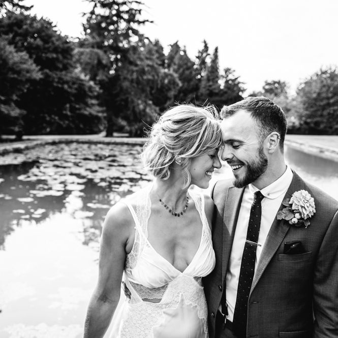 Bride in Racerback Alexander Wang Wedding Dress | Groom in Blue Ted Baker Suit | Colourful Pennard House Wedding With Bride Wearing Racerback Dress | Allison Dewey Photography