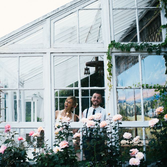 Bride in Racerback Alexander Wang Wedding Dress | Groom in Blue Ted Baker Suit | Colourful Pennard House Wedding With Bride Wearing Racerback Dress | Allison Dewey Photography