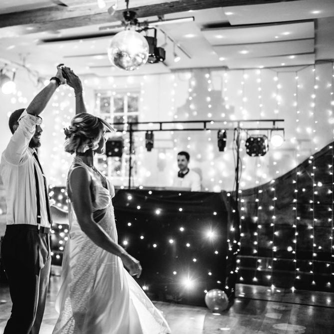 First Dance | Bride in Racerback Alexander Wang Wedding Dress | Groom in Blue Ted Baker Suit | Colourful Pennard House Wedding With Bride Wearing Racerback Dress | Allison Dewey Photography