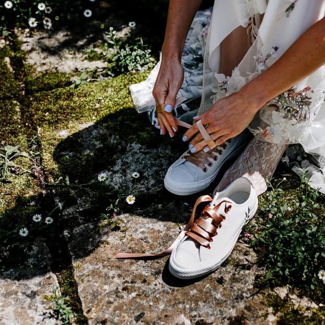 Bride In Floral Dress By Stephanie Allin Festival Wedding With Food Trucks &amp; Outdoor Ceremony With Geo Dome Tent Baya Hire Epic Love Story Photography