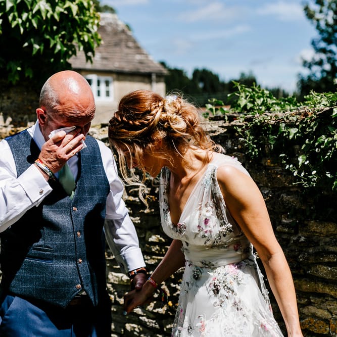 Bride In Floral Dress By Stephanie Allin Festival Wedding With Food Trucks &amp; Outdoor Ceremony With Geo Dome Tent Baya Hire Epic Love Story Photography